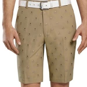 NWOT G/FORE Men's 34 Killer Skull & T's Embroidered Shorts Clay (Khaki).